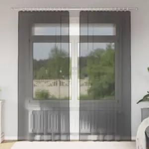 Poolläbipaistvad vardataskuga voile kardinad, 2 tk, must, 140 x 225 cm