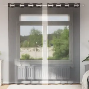 Voile kardinad rõngastega, must, 2 tk, 140 x 245 cm