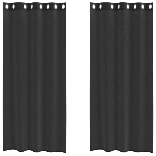Voile kardinad rõngastega, must, 2 tk, 140 x 245 cm – 2