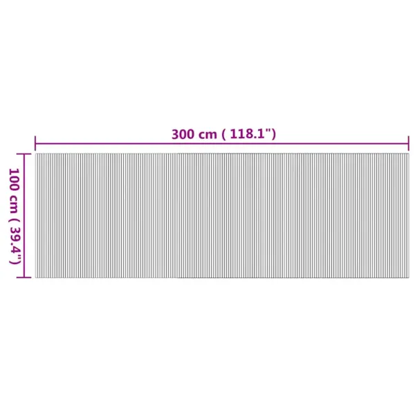 Ristkülikukujuline bambusvaip libisemiskindla tagusega, naturaalne, 100 x 300 cm – 8
