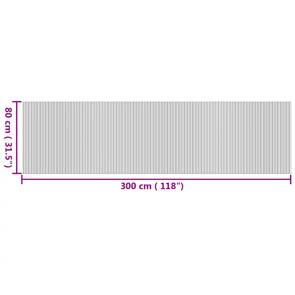 Ristkülikukujuline bambusvaip, naturaalne, libisemiskindla tagaküljega, 80 x 300 cm