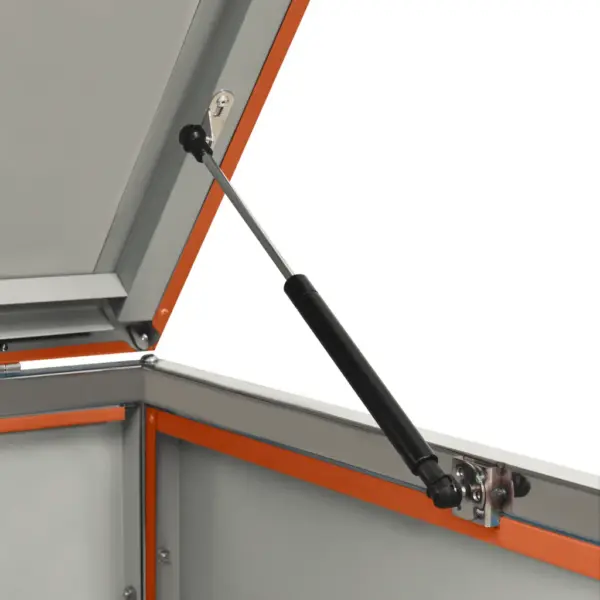 Nelja prügikasti kuur, lukustatav, oranž tsingitud teras, roostevaba raam, 276,5 x 77,5 x 112,5 cm – 11