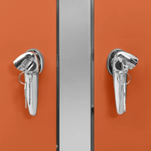 Nelja prügikasti kuur, lukustatav, oranž tsingitud teras, roostevaba raam, 276,5 x 77,5 x 112,5 cm – 8