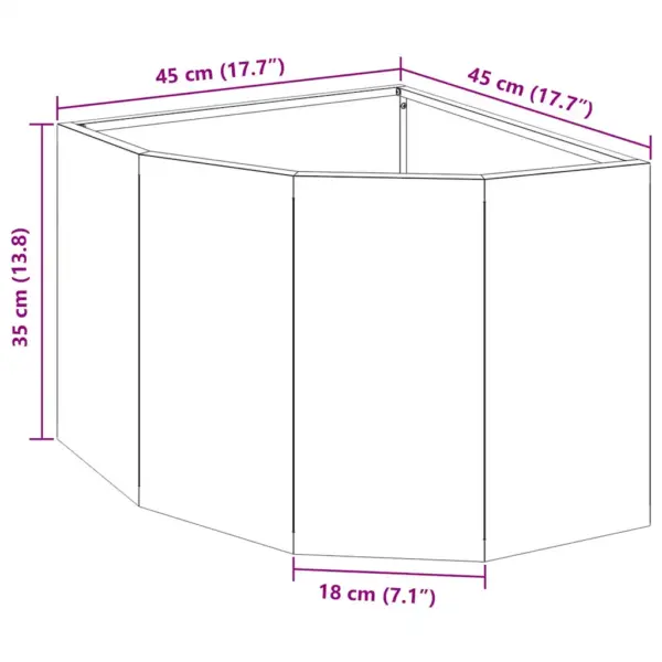 Nurga istutuskast oliiviroheline teras, 45 x 45 x 35 cm – 12