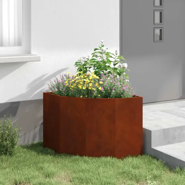 Nurga istutuskast roostevärvi terasest, 60 x 60 x 50 cm – 4