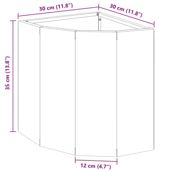 Nurga istutuskast, oliiviroheline teras, 30 x 30 x 35 cm – 12