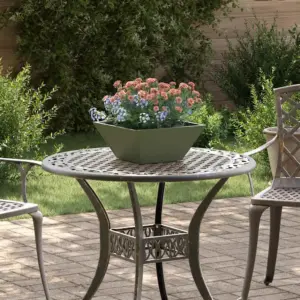 Trapetsikujuline metallist aia istutuspott, oliiviroheline, 35 x 35 x 15 cm