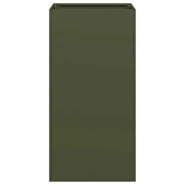 Kõrge oliiviroheline taimekast külmvaltsitud terasest 40 x 40 x 80 cm – 4