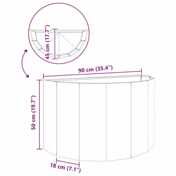 Poolringikujuline terasest taimekast, oliiviroheline, 90 x 45 x 50 cm – 12