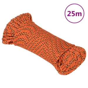 Oranž punutud paadiköis polüpropüleenist, 4 mm, 25 m