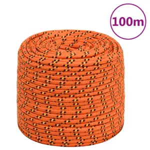 Punutud paadiköis, oranž polüpropüleen, 10 mm, 100 m