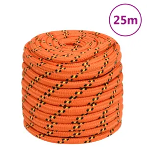 Oranž polüpropüleenist paadiköis, punutud, 16 mm, 25 m