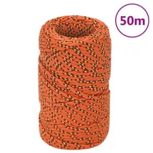 Oranž polüpropüleenist paadiköis, punutud, 2 mm, 50 m