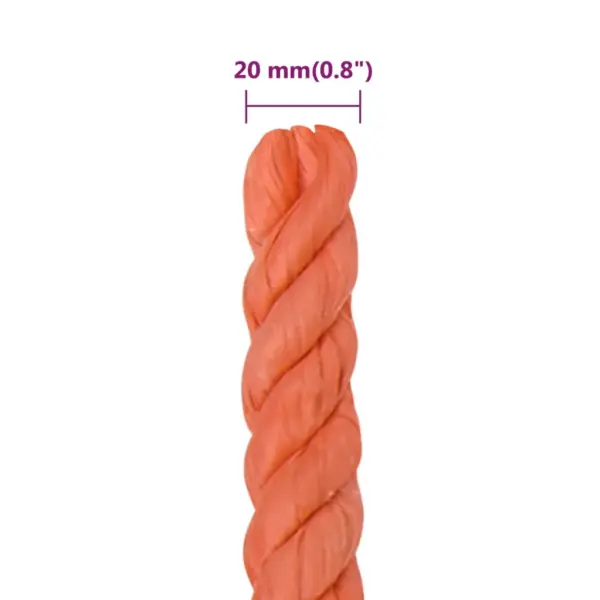 UV- ja ilmastikukindel polüpropüleenist töököis, oranž, 20 mm, 50 m – 6