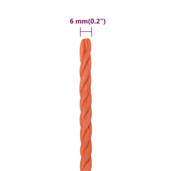 Punutud polüpropüleenist töököis, oranž, 6 mm, 25 m – 6