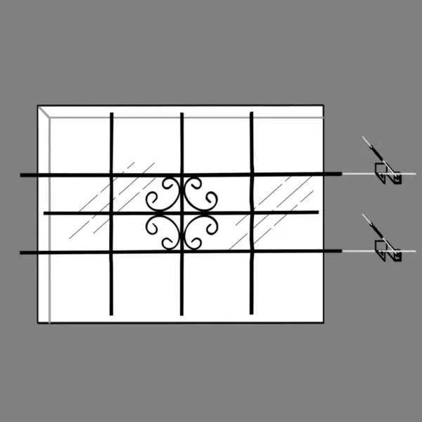 Ornamendiga turvatrellid aknale, tsingitud teras, hõbedane, 114 x 69 cm – 7