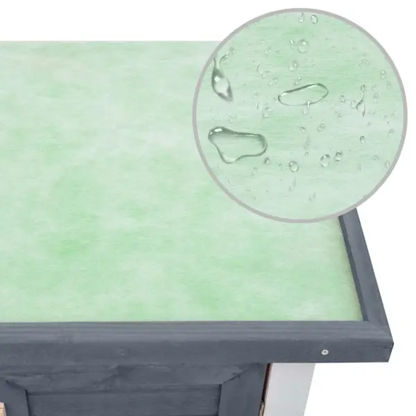 Kahekorruseline õue küülikupuur 4 uksega, hall-valge puit, 90 x 45 x 90 cm – 7