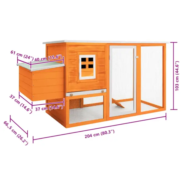 Õuekanakuut munapuuriga, pruun värvitud männipuit, 192 x 75 x 103 cm – 9