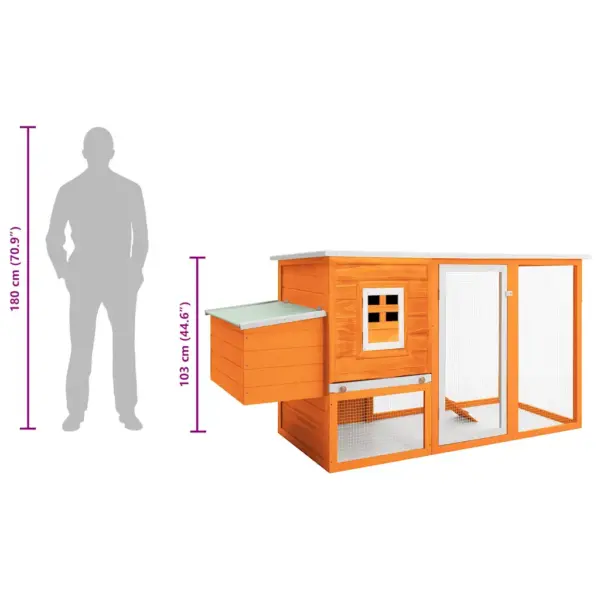 Õuekanakuut munapuuriga, pruun värvitud männipuit, 192 x 75 x 103 cm – 10