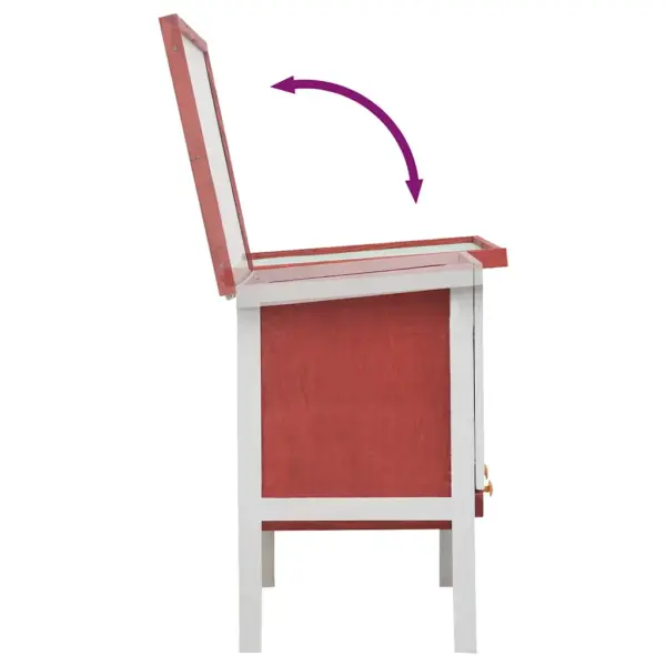 Õueküülikupuur ühe tasandiga, punane-valge männipuit, 90 x 45 x 65 cm – 6