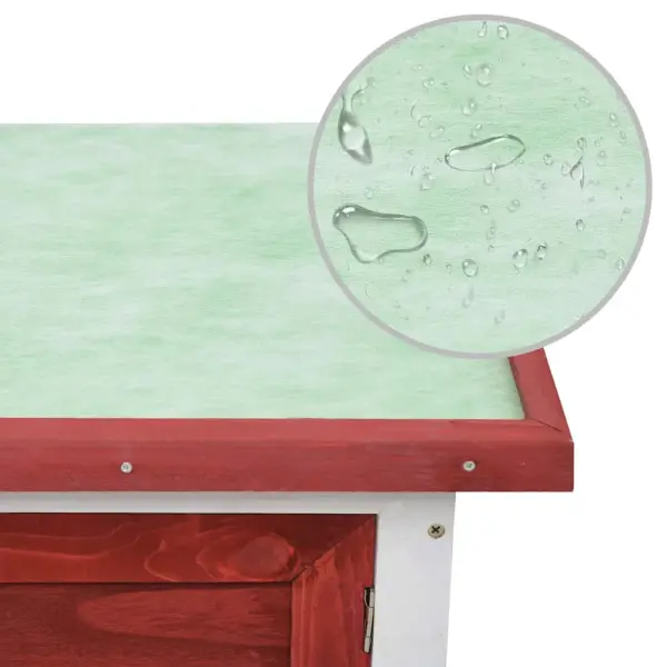 Õueküülikupuur ühe tasandiga, punane-valge männipuit, 90 x 45 x 65 cm – 7