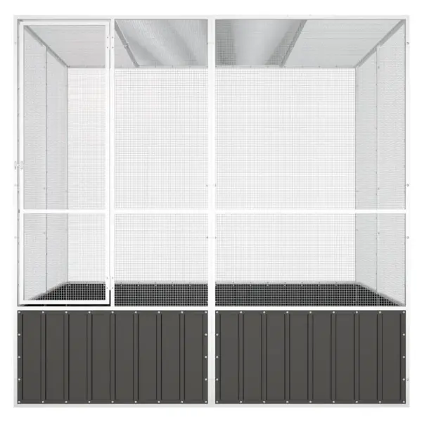 Õuelinnupuur tsingitud terasest, antratsiithall, 213,5 x 217,5 x 211,5 cm – 3