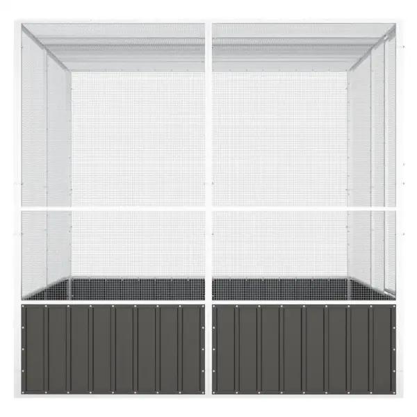 Õuelinnupuur tsingitud terasest, antratsiithall, 213,5 x 217,5 x 211,5 cm – 4