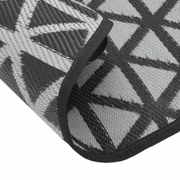 Ümmargune õuevaip ARAKIL, must jacquard-mustriga, polüpropüleen, Ø 160 cm – 5