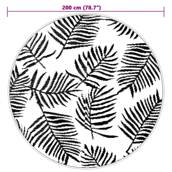 Ümberpööratav õuevaip ARAKIL, valge ja must, Ø 200 cm, polüpropüleen – 6