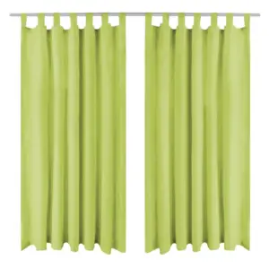 Mikrosatiinist õunarohelised aasadega kardinad, 2 tk, 140 x 225 cm