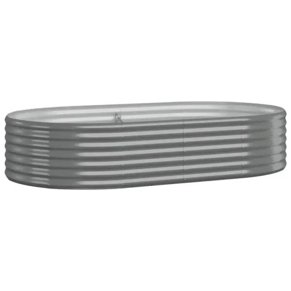 Ovaalne aia taimelava, galvaniseeritud teras, hall, 175 x 100 x 36 cm - 2