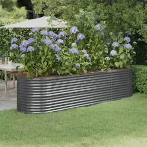Ovaalne aia taimelava, galvaniseeritud teras, antratsiithall, 296 x 80 x 68 cm