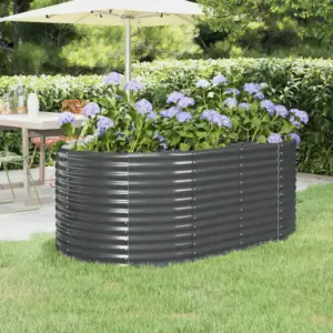 Ovaalne aia taimelava, galvaniseeritud teras, antratsiithall, 175 x 100 x 68 cm