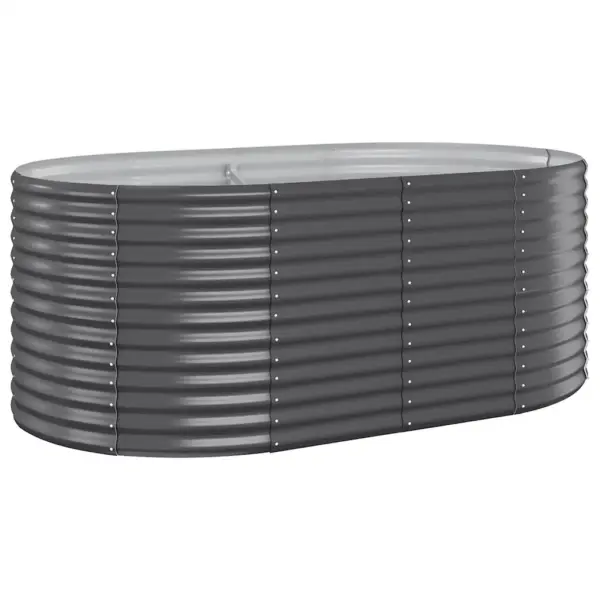 Ovaalne aia taimelava, galvaniseeritud teras, antratsiithall, 175 x 100 x 68 cm - 2