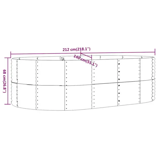 Ovaalne aiapeenar, antratsiithall tsingitud teras, 212 x 140 x 68 cm – 6