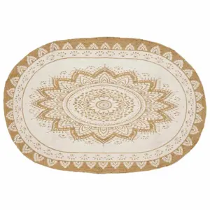 Ovaalne libisemiskindel džuutvaip lillemustriga, neutraalne, 152 x 245 cm