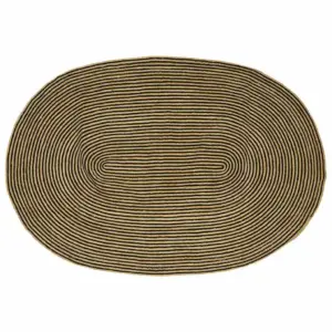 Ovaalne käsitsi valmistatud džuutvaip, looduslik ja must, 152 x 245 cm