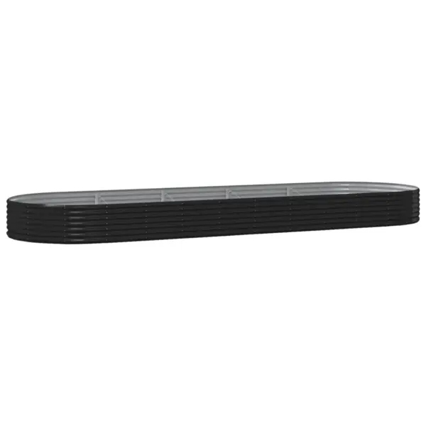Ovaalne aia taimekast galvaniseeritud terasest, antratsiithall, 450 x 140 x 36 cm – 2