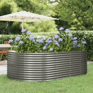 Ovaalne aia taimelava, hall galvaniseeritud teras, 212 x 140 x 68 cm