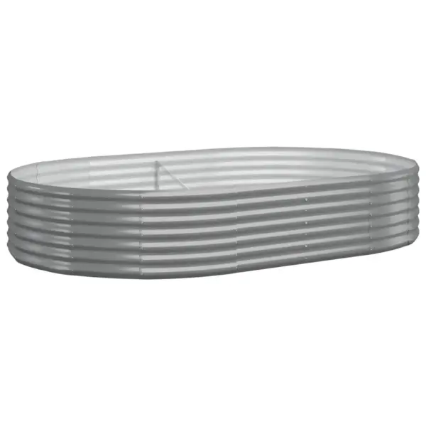 Ovaalne aia taimelava galvaniseeritud terasest, hall, 214 x 140 x 36 cm – 2
