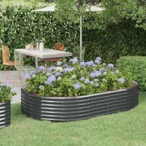 Ovaalne aia taimelava galvaniseeritud terasest, antratsiithall, 214 x 140 x 36 cm