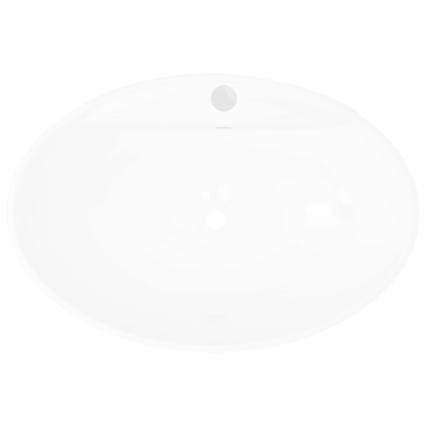 Ovaalne keraamiline kraanikauss ülevoolu ja kraaniauguga, valge, kapi peale, 585 x 390 x 210 mm – 3