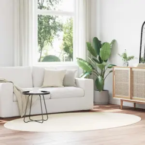 Ovaalne kreemjas vaip Huarte libisemisvastase alusega, 160 x 230 cm, 100% polüester