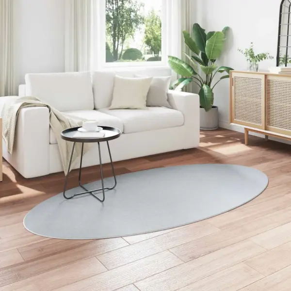 Ovaalne libisemisvastane vaip Huarte, hall, 100 x 200 cm, 100% polüester – 3