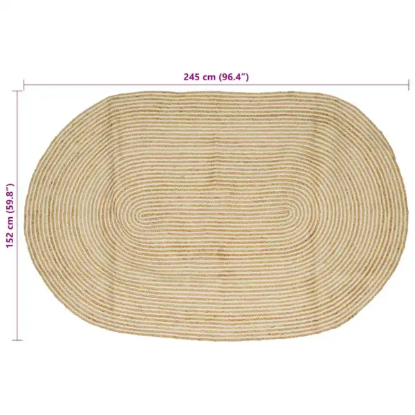 Ovaalne käsitsi valmistatud džuutvaip, looduslik-valge, 152 x 245 cm – 7