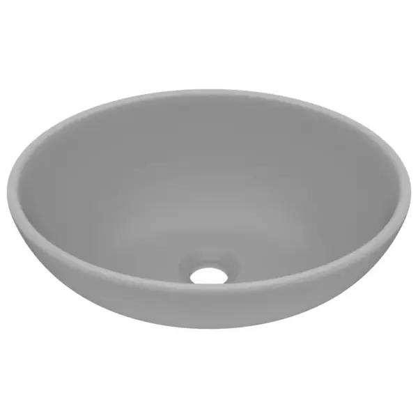 Ovaalne matt helehall keraamiline kapipealne valamu, 40 x 33 cm – 2