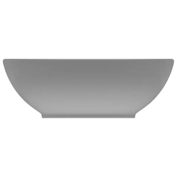 Ovaalne matt helehall keraamiline kapipealne valamu, 40 x 33 cm – 3