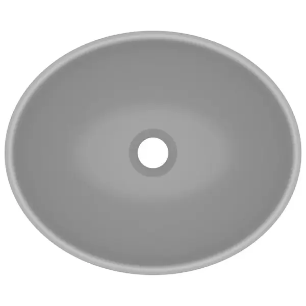 Ovaalne matt helehall keraamiline kapipealne valamu, 40 x 33 cm – 4