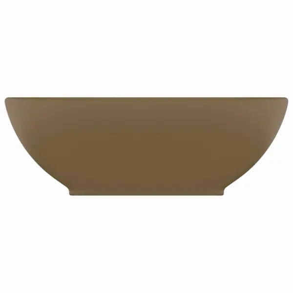 Ovaalne matt kreemjas keraamiline kapipealne valamu, 40 x 33 cm – 3