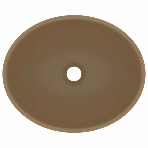 Ovaalne matt kreemjas keraamiline kapipealne valamu, 40 x 33 cm – 4